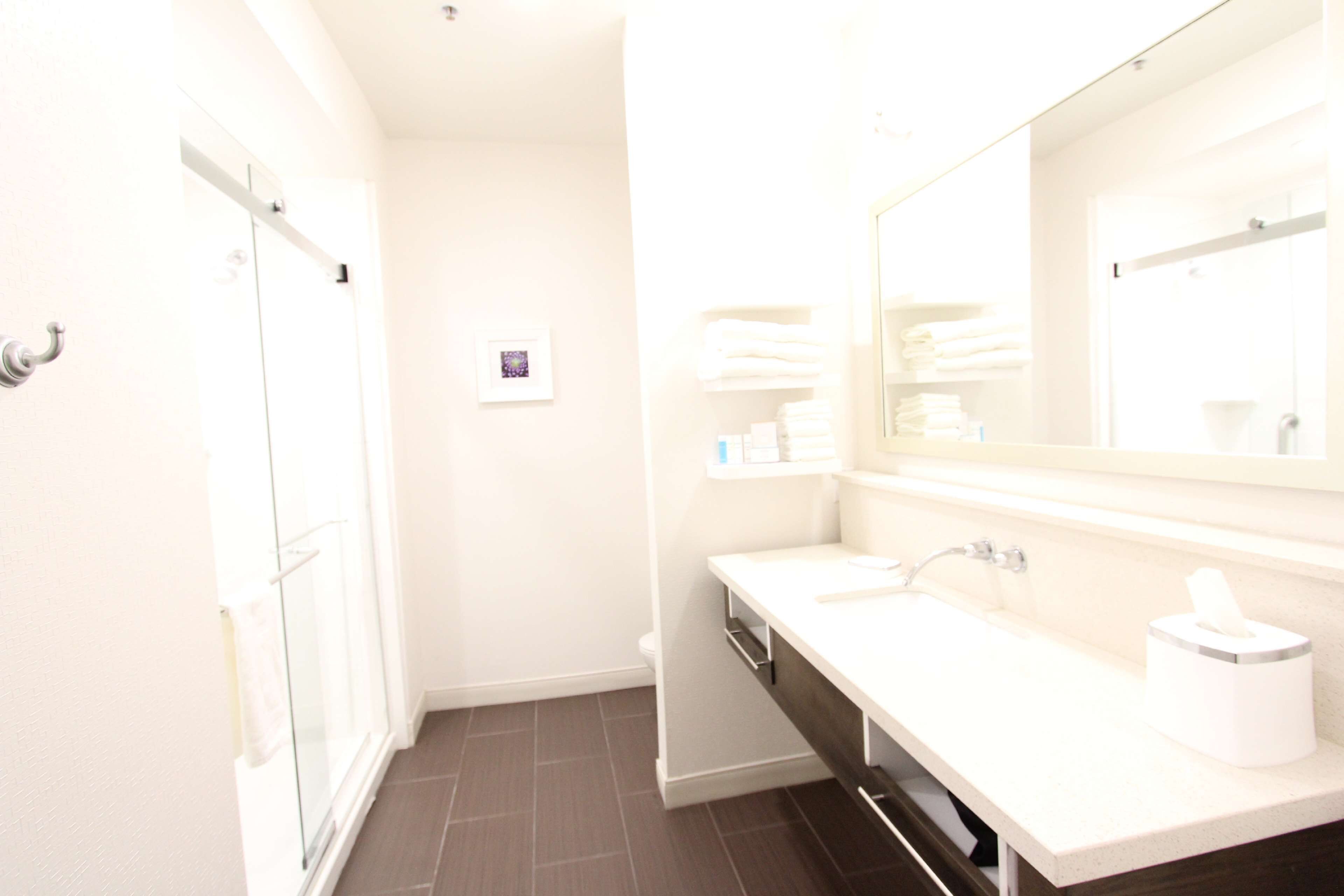 shower, free toiletries, towels