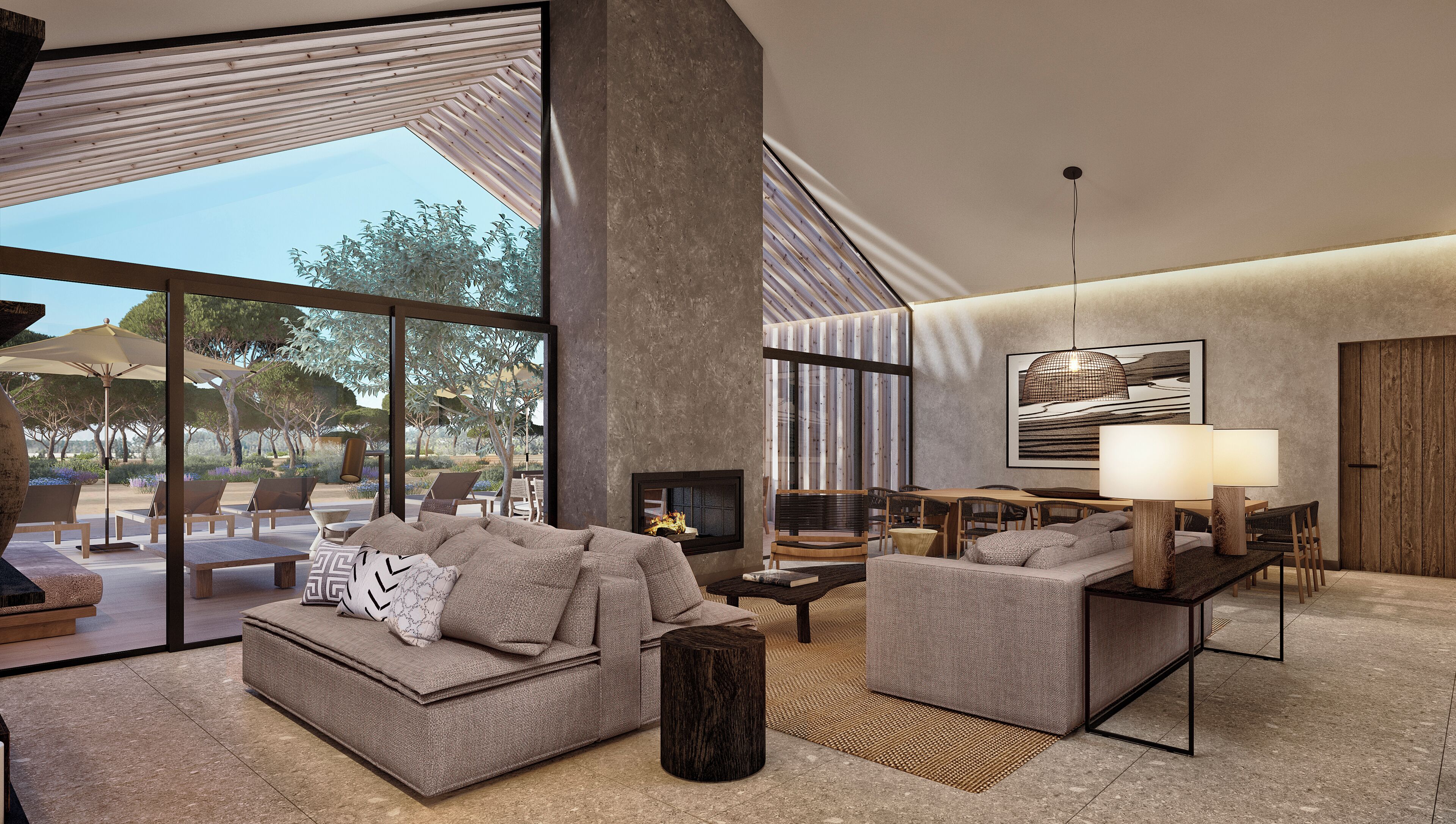 3 Bedroom Cabana Villa Superior | Zona de estar | Televisión LCD de 40 pulgadas con canales por cable