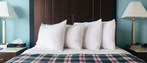 Premium bedding, pillow-top beds, blackout curtains, free WiFi