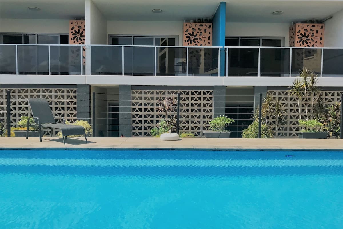 Courtyard Apartment Pool Access | In-room safe, desk, laptop workspace, soundproofing