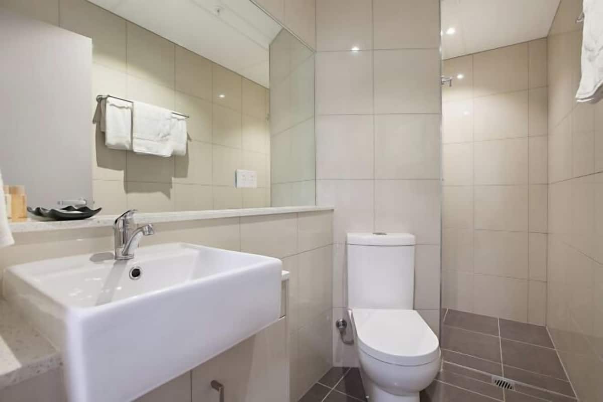 Bathroom | Shower, free toiletries, hair dryer, towels