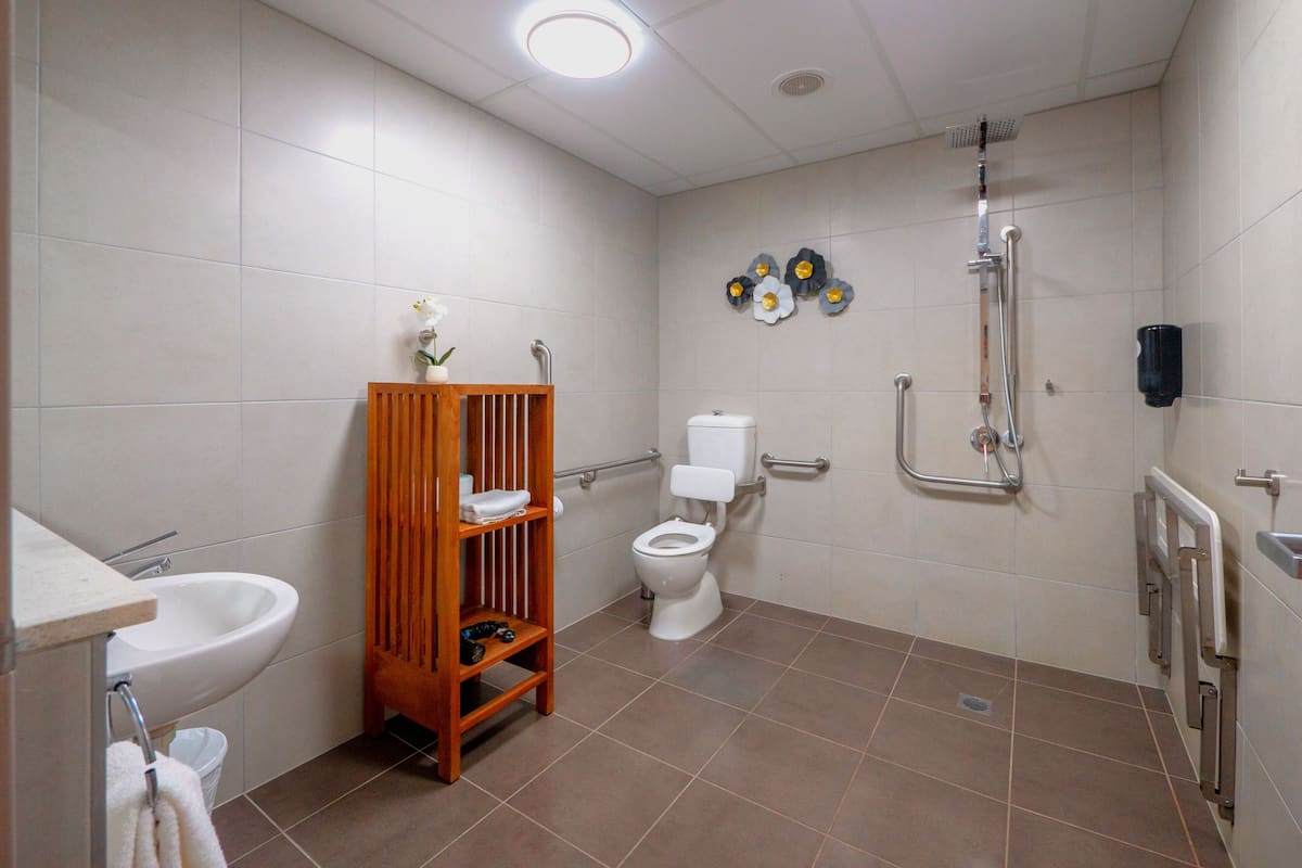 Harbour View Accessible Room | Bathroom | Shower, free toiletries, hair dryer, towels