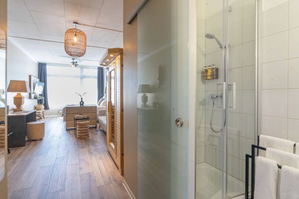 juniorsuite with infrared cabin | bathroom | shower, free toiletries, hair dryer, towels