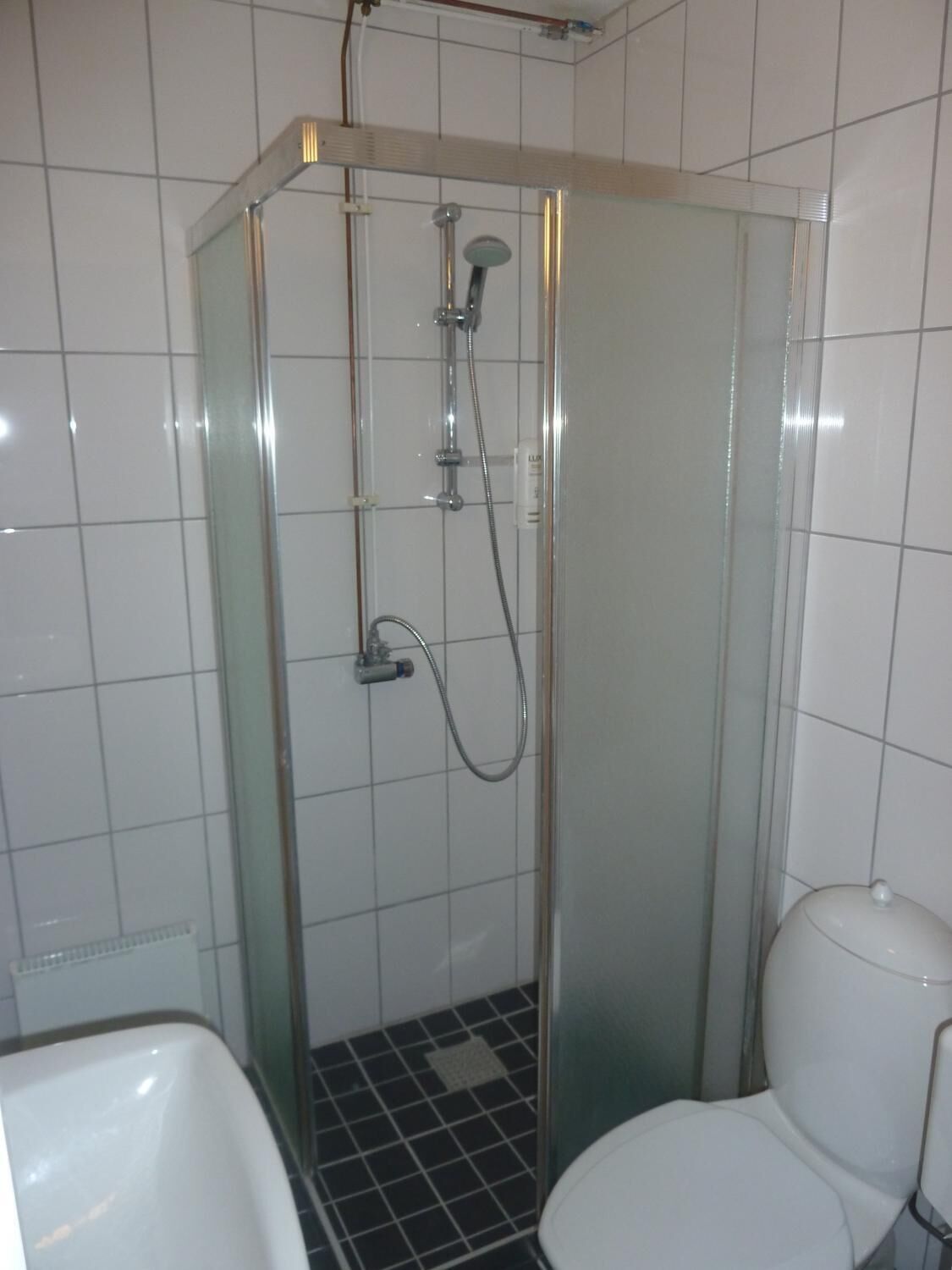 shower, free toiletries, hair dryer