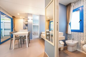 Maison mobile Design, 2 chambres, 2 salles de bains | Aire de séjour