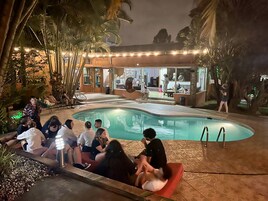 Outdoor pool, pool loungers