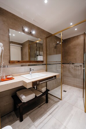 Free toiletries, hair dryer, bathrobes, bidet
