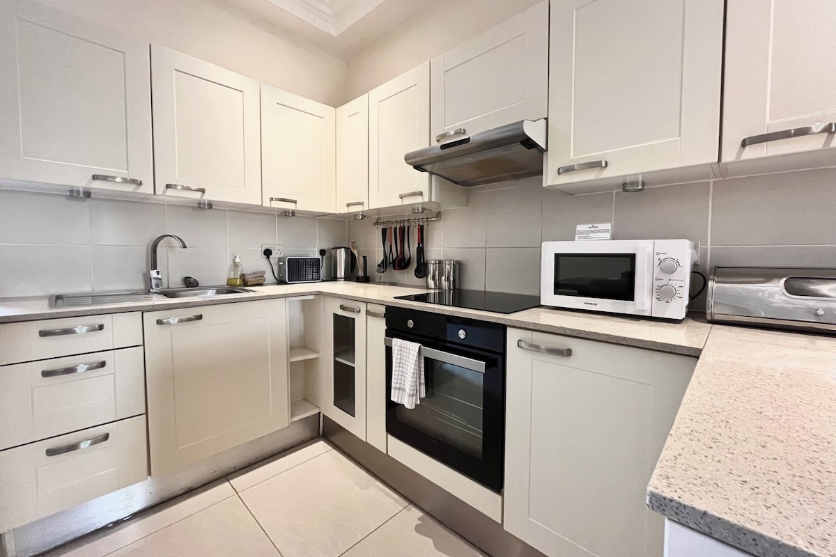 superior two bedroom apartment | private kitchen | microwave, coffee/tea maker, electric kettle, cookware/dishes/utensils