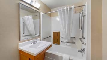 Combined shower/tub, hair dryer (on request), towels, soap