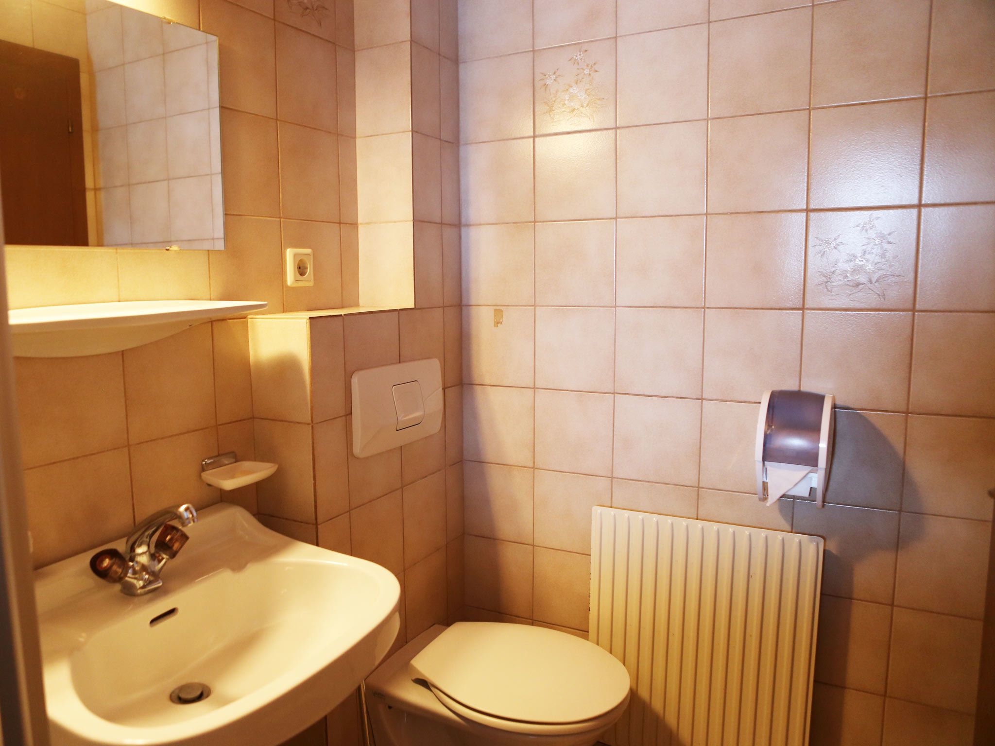 economy single room, mountain view | bathroom | hair dryer, towels