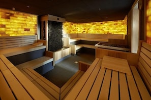 Sauna, steam room, body treatments, aromatherapy, facials