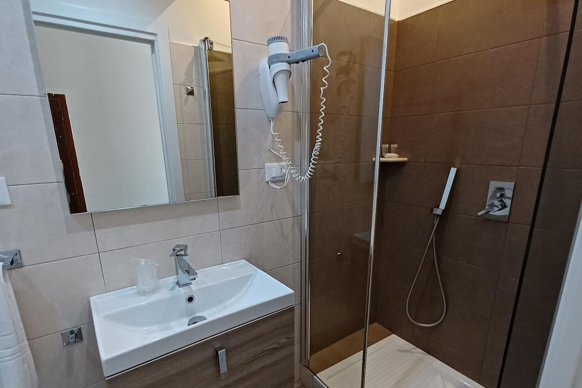 Grand kamer | Badkamer | Een douche, gratis toiletartikelen, een haardroger, een bidet