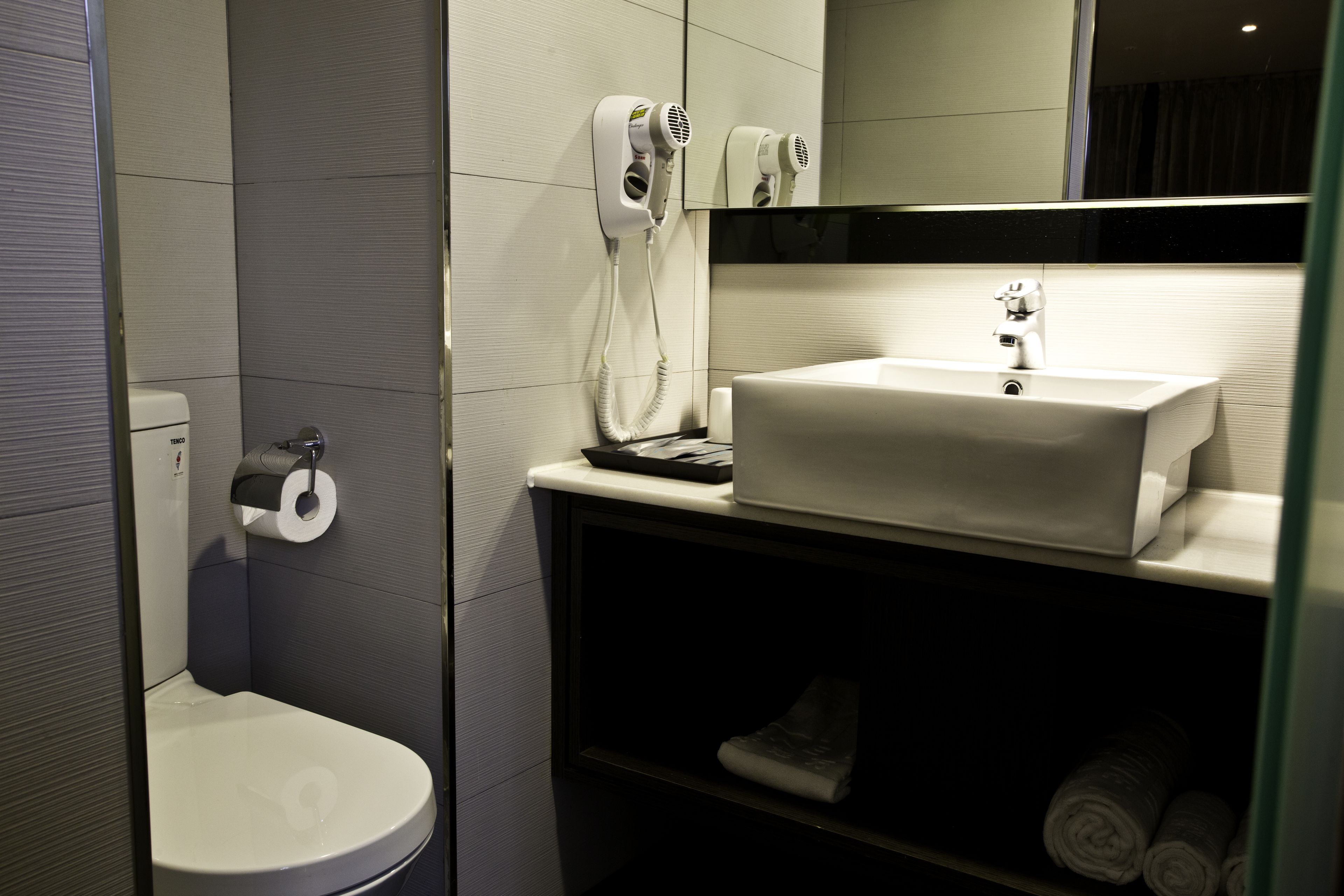 shower, free toiletries, hair dryer, slippers