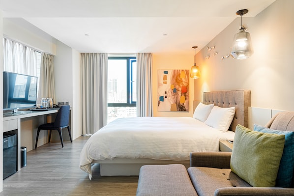 Down duvets, desk, soundproofing, iron/ironing board