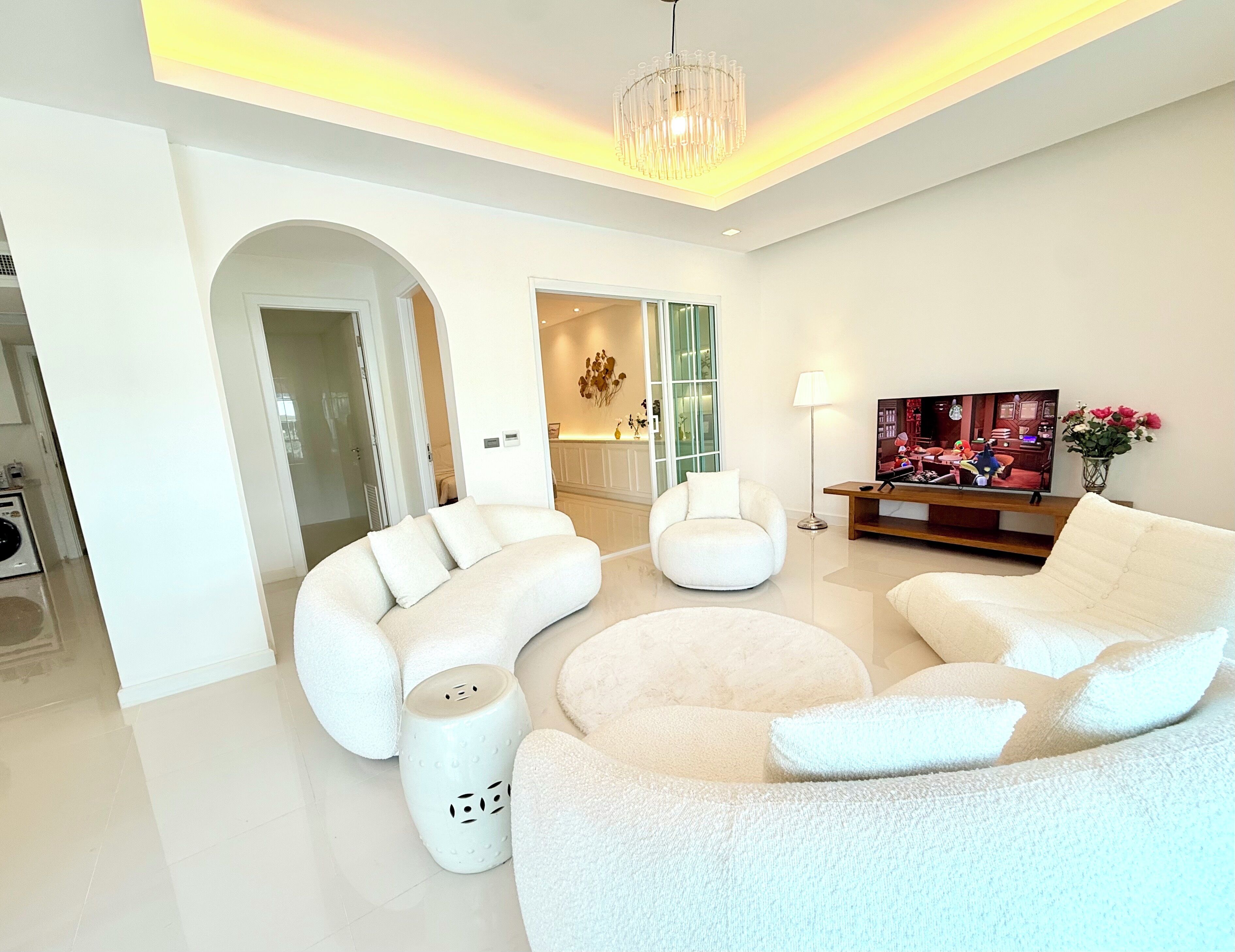 Deluxe Three-Bedrooms Apartment | Área de sala de estar