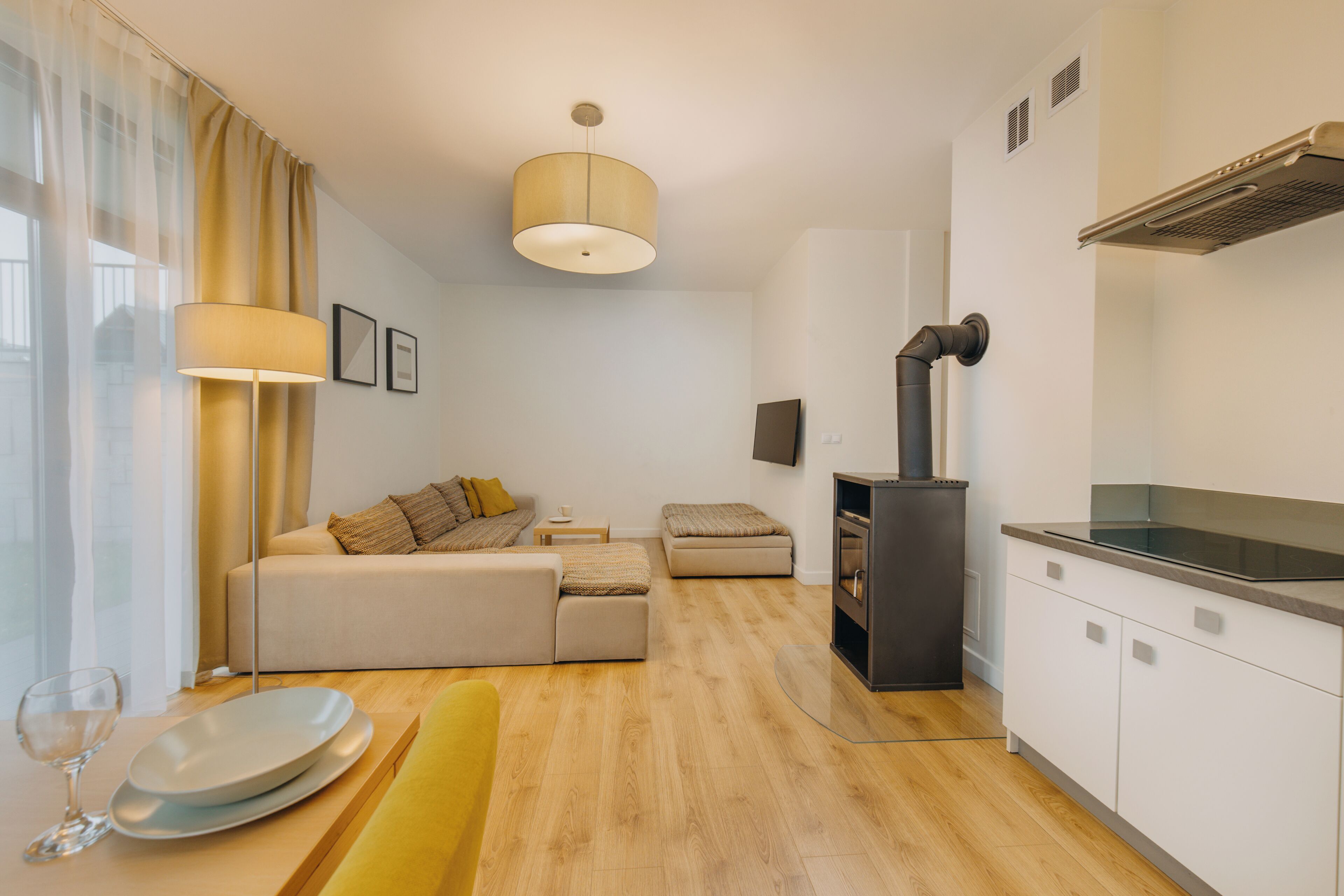 mini-fridge, electric kettle