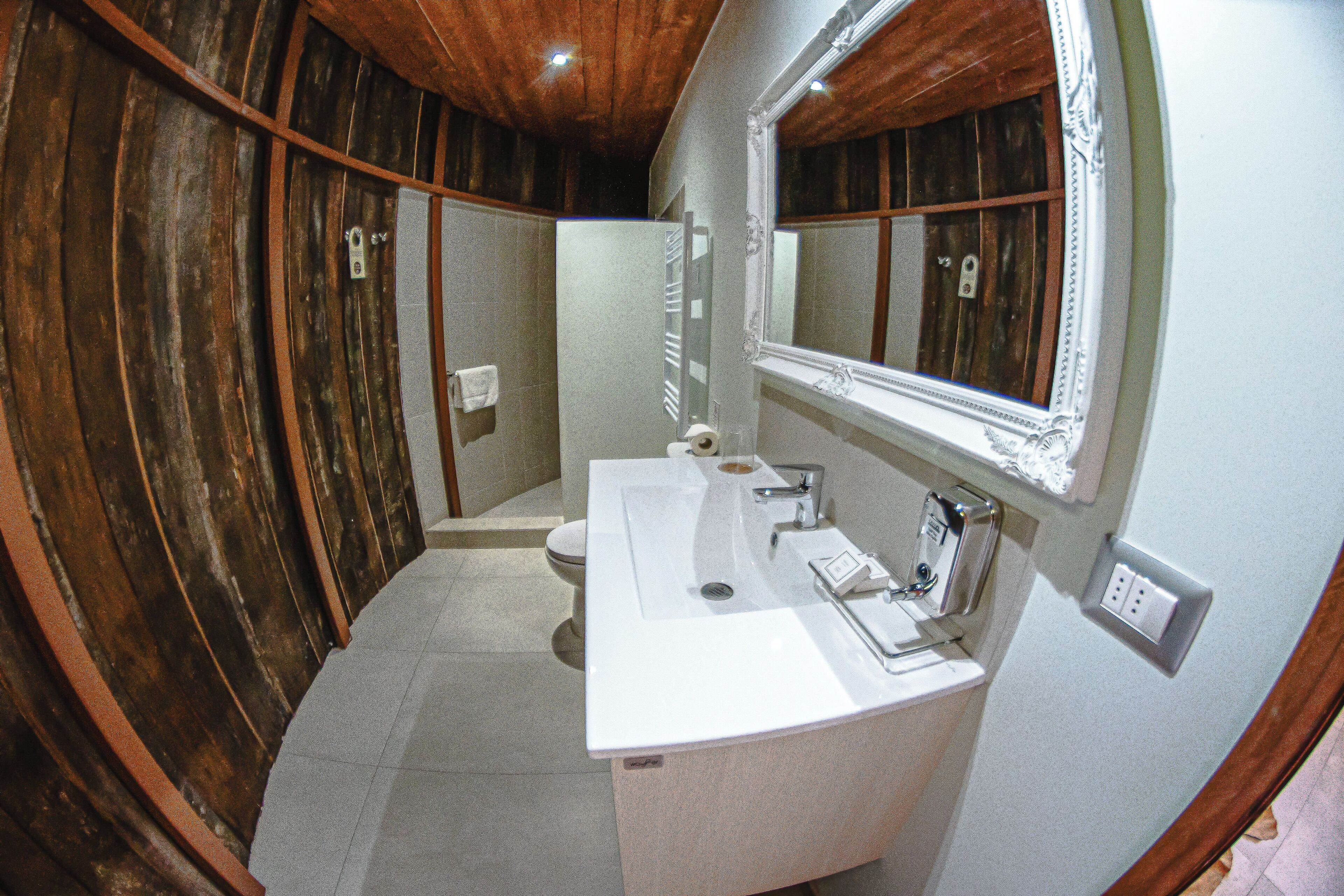 icono, habitación en barrica de vino | bathroom | shower, hair dryer, towels, soap