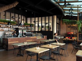 Breakfast, lunch, dinner served; international cuisine 