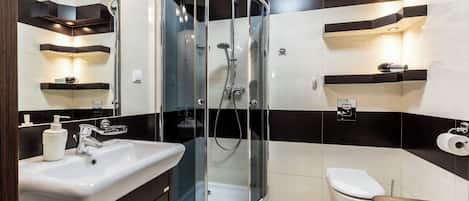 Apartment, 1 Bedroom, Kitchenette (Tetmajer 2) | Bathroom | Shower, hair dryer, towels
