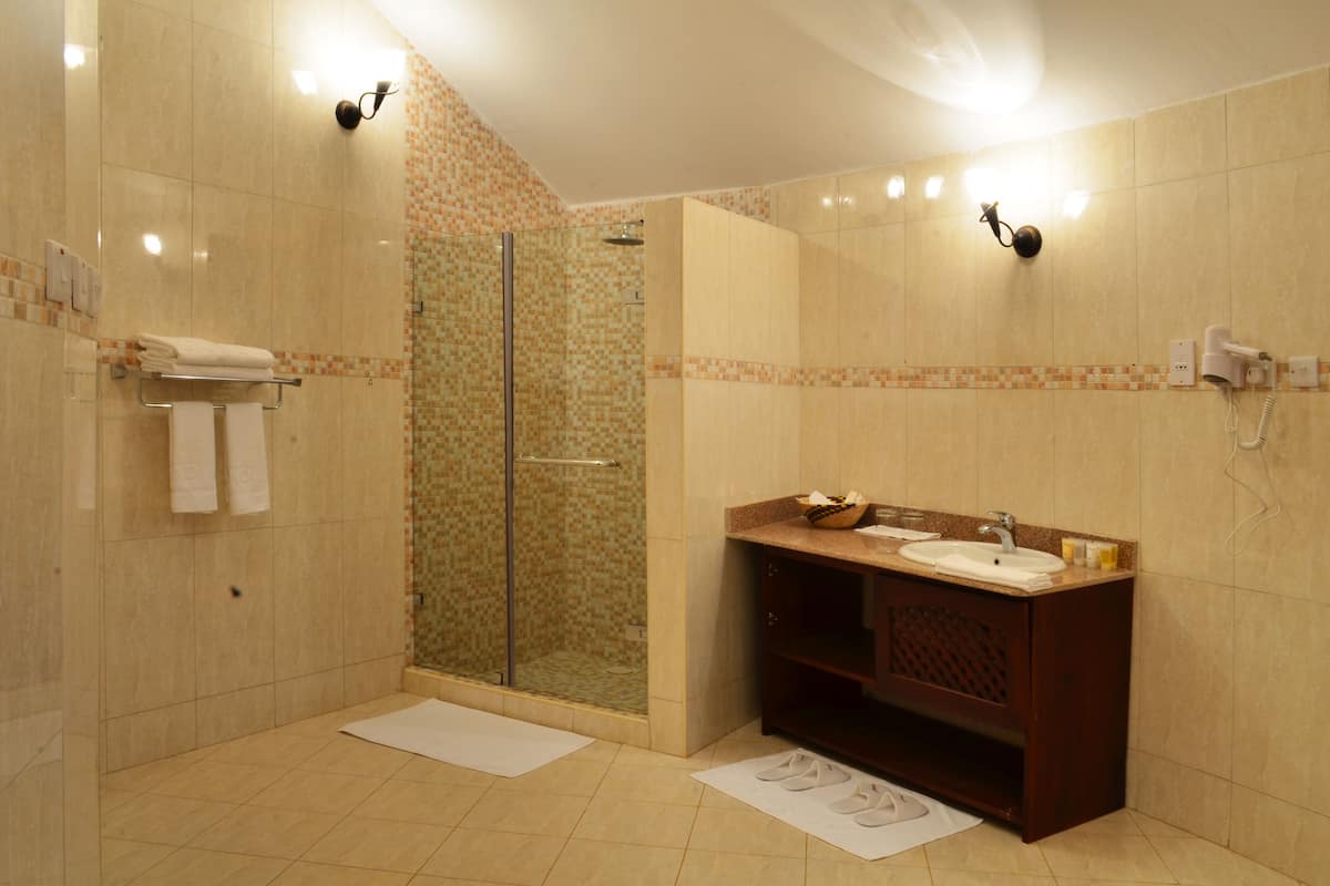 Badewanne und Dusche (separat), Whirlpool, kostenlose Toilettenartikel