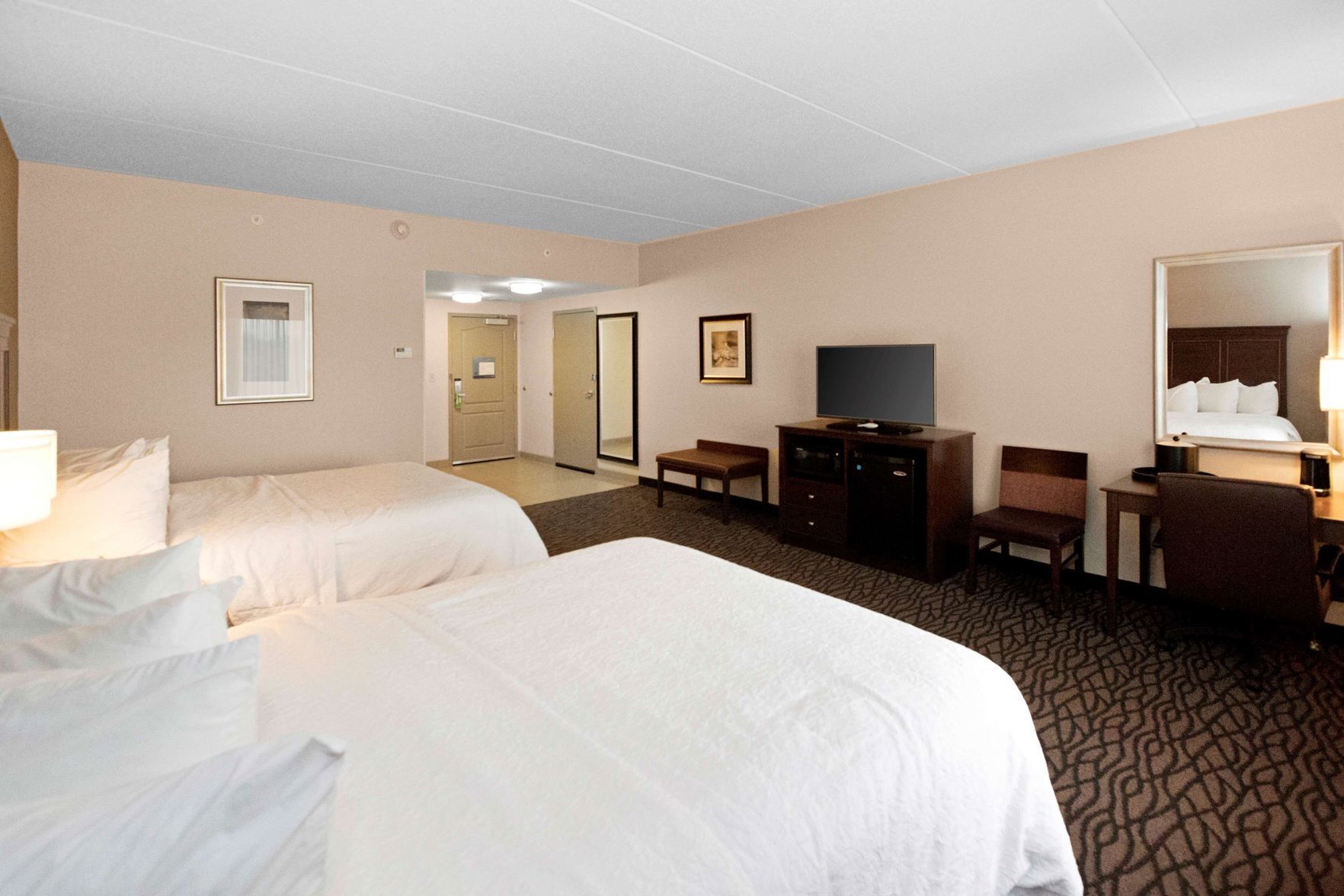 Premium bedding, desk, blackout drapes, iron/ironing board