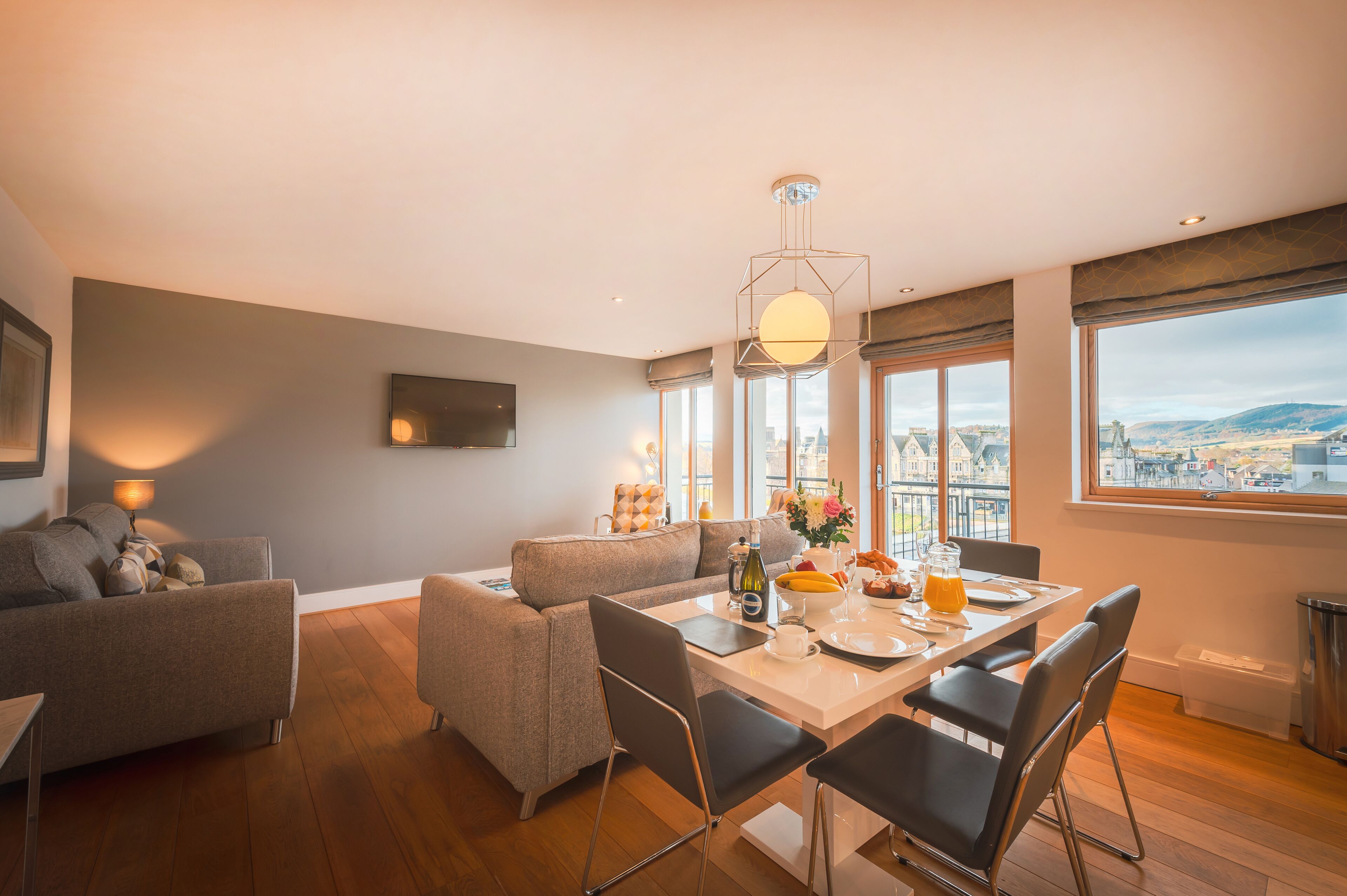 Deluxe Apartment, 2 Bedrooms, 2 Bathrooms, River View | Living area | Flat-screen TV