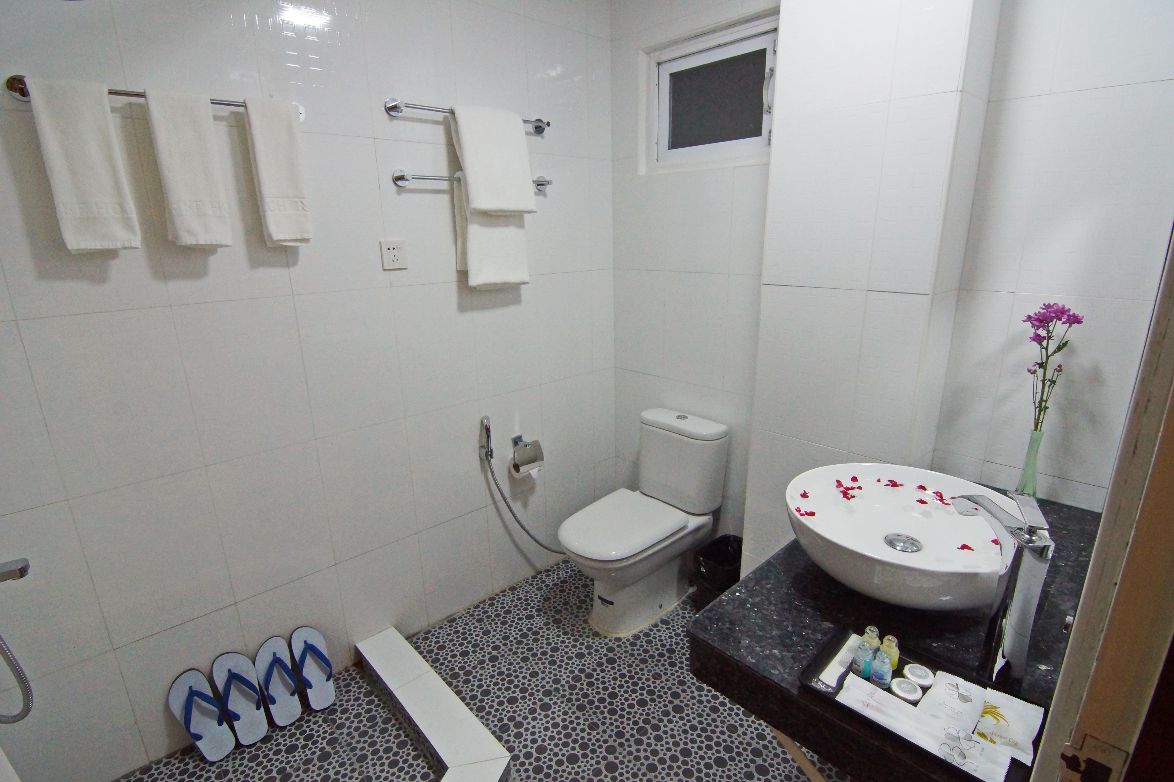 standard room | bathroom | hair dryer, slippers, towels