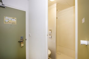 Shower, eco-friendly toiletries, hair dryer, towels