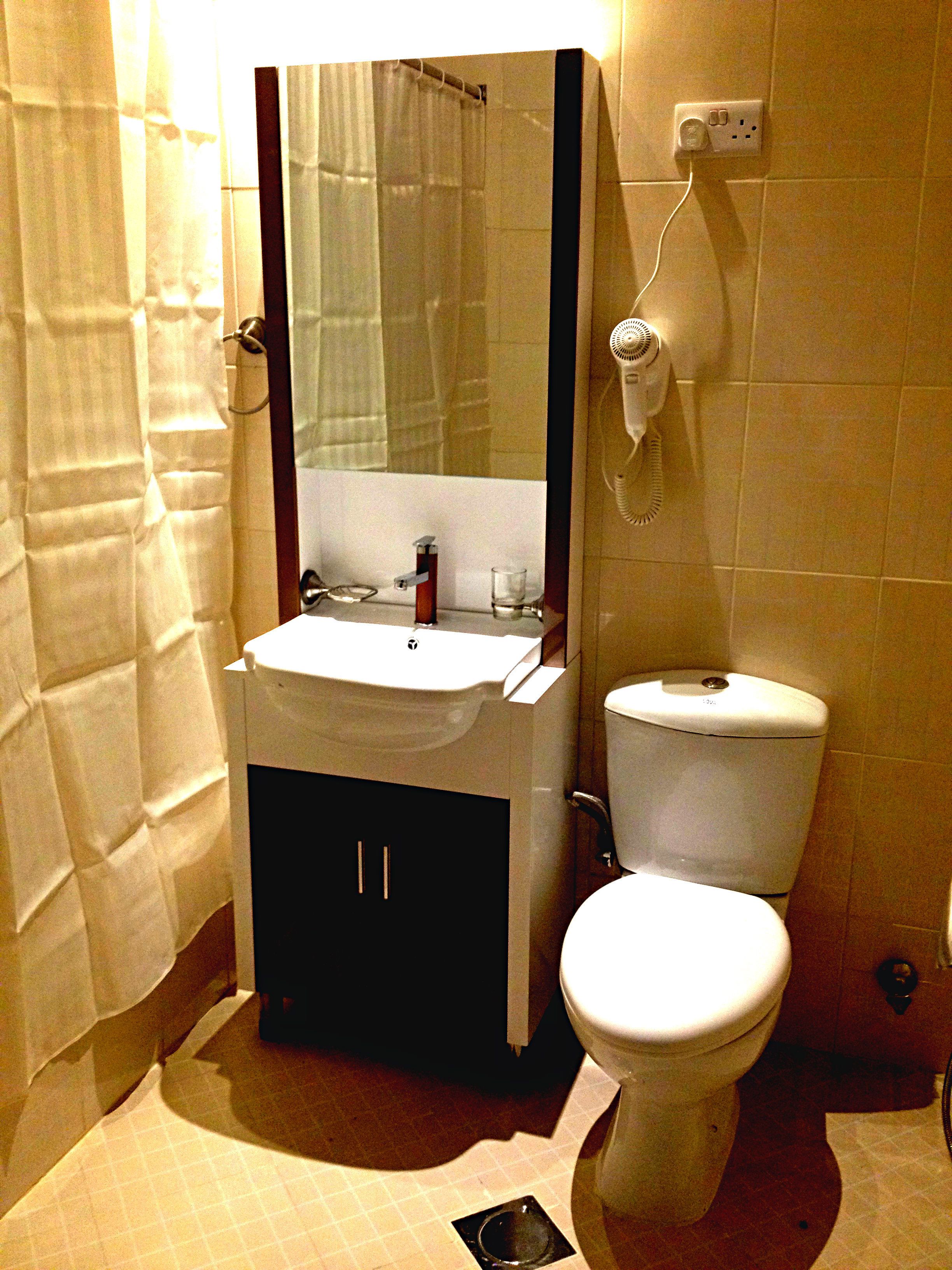 standard double room | bathroom | combined shower/bathtub, hair dryer, slippers, bidet