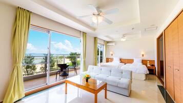 Standard Room, Multiple Beds, Balcony, Ocean View | Desk, blackout drapes, iron/ironing board, cribs/infant beds