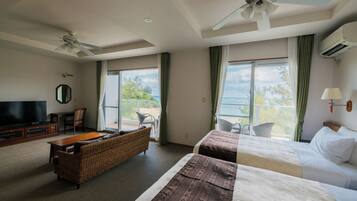 Deluxe Room, Multiple Beds, Non Smoking, Oceanfront | Desk, blackout drapes, iron/ironing board, cribs/infant beds