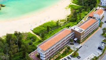 On the beach, white sand