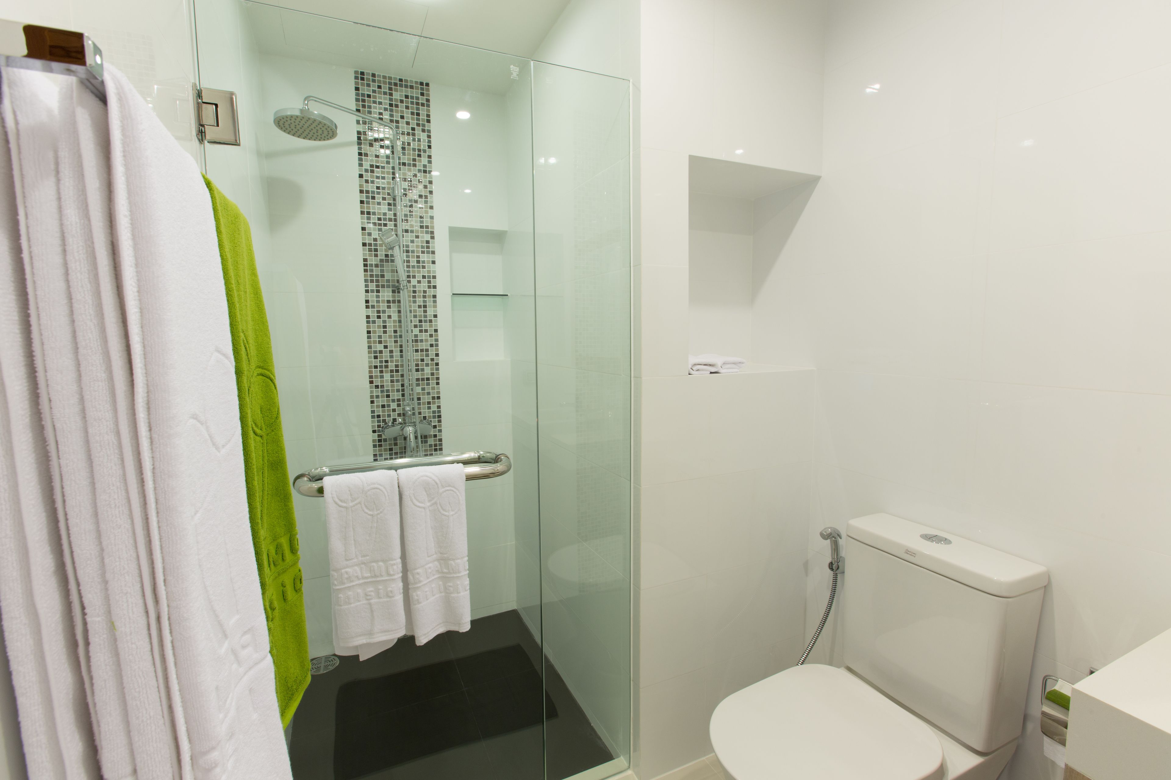 shower, rainfall showerhead, free toiletries, hair dryer