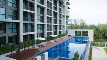 Outdoor pool, sun loungers