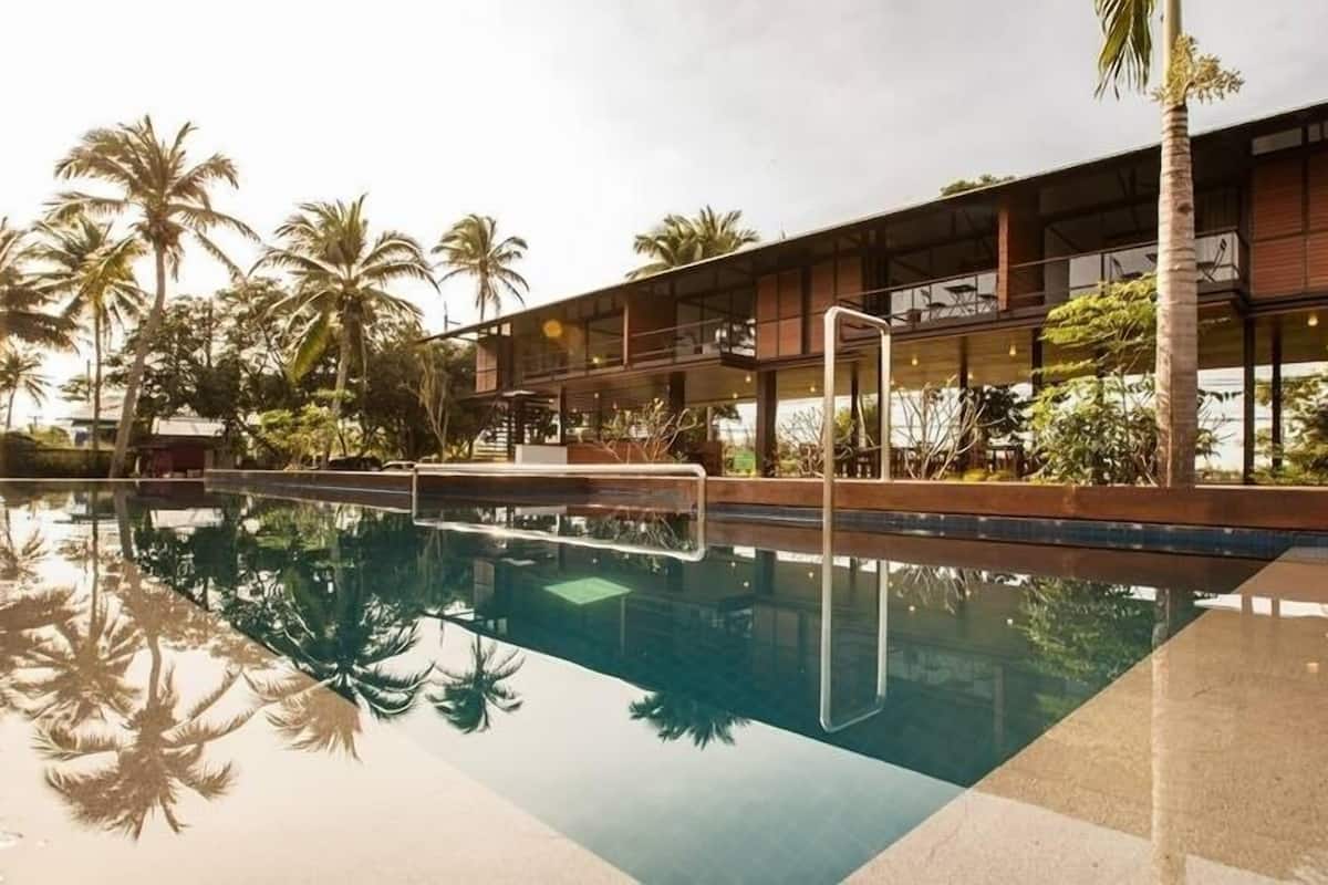 Outdoor pool, sun loungers