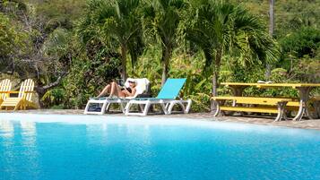 Outdoor pool, pool loungers