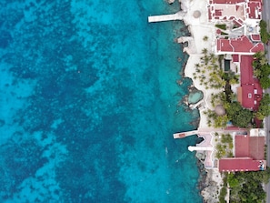 On the beach, sun loungers, beach umbrellas, beach towels