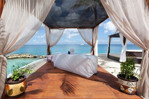 Massagens musculares profundas, massagens na praia