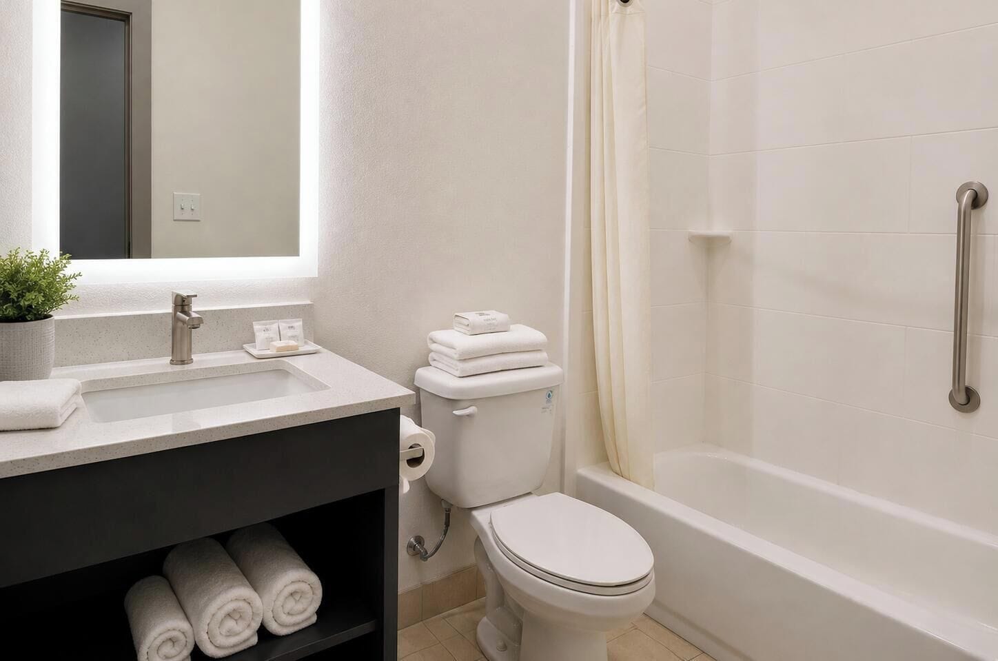 Economy Double Room, 2 Queen Beds, Non Smoking, Refrigerator & Microwave | Bathroom