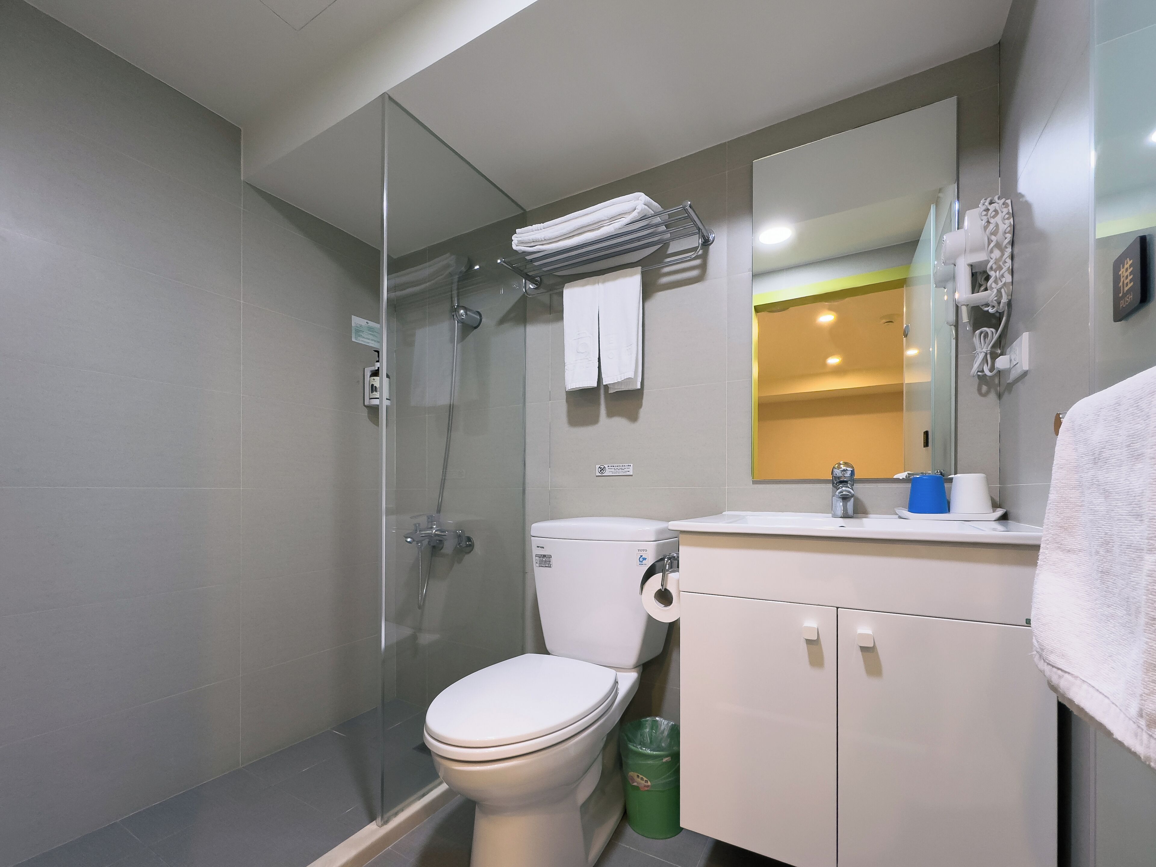 standard double room, no windows | bathroom | shower, rainfall showerhead, hair dryer, towels