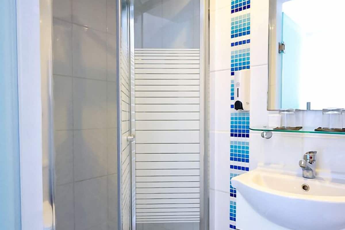 double or twin room | bathroom | shower, free toiletries, hair dryer, towels