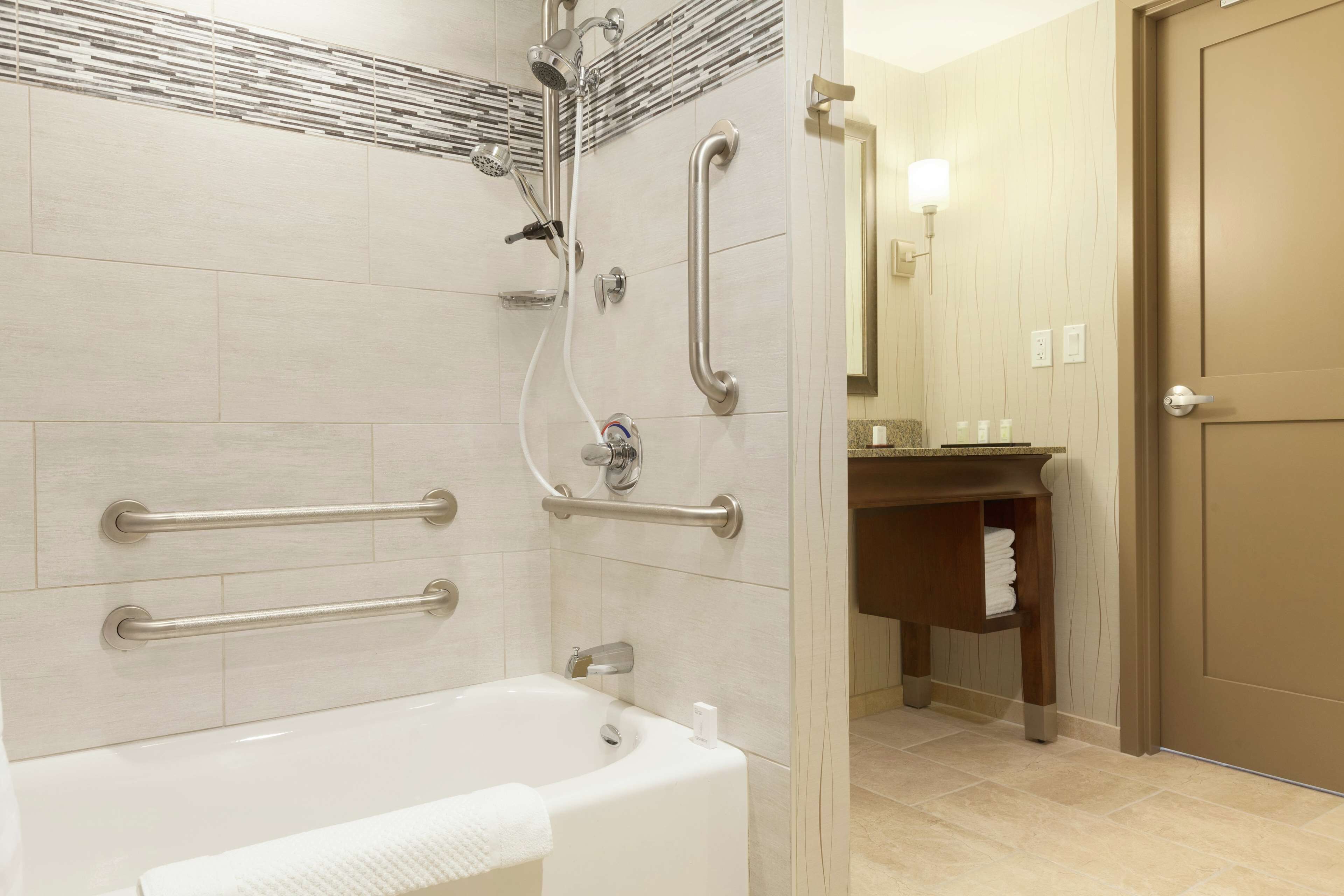 free toiletries, hair dryer, towels