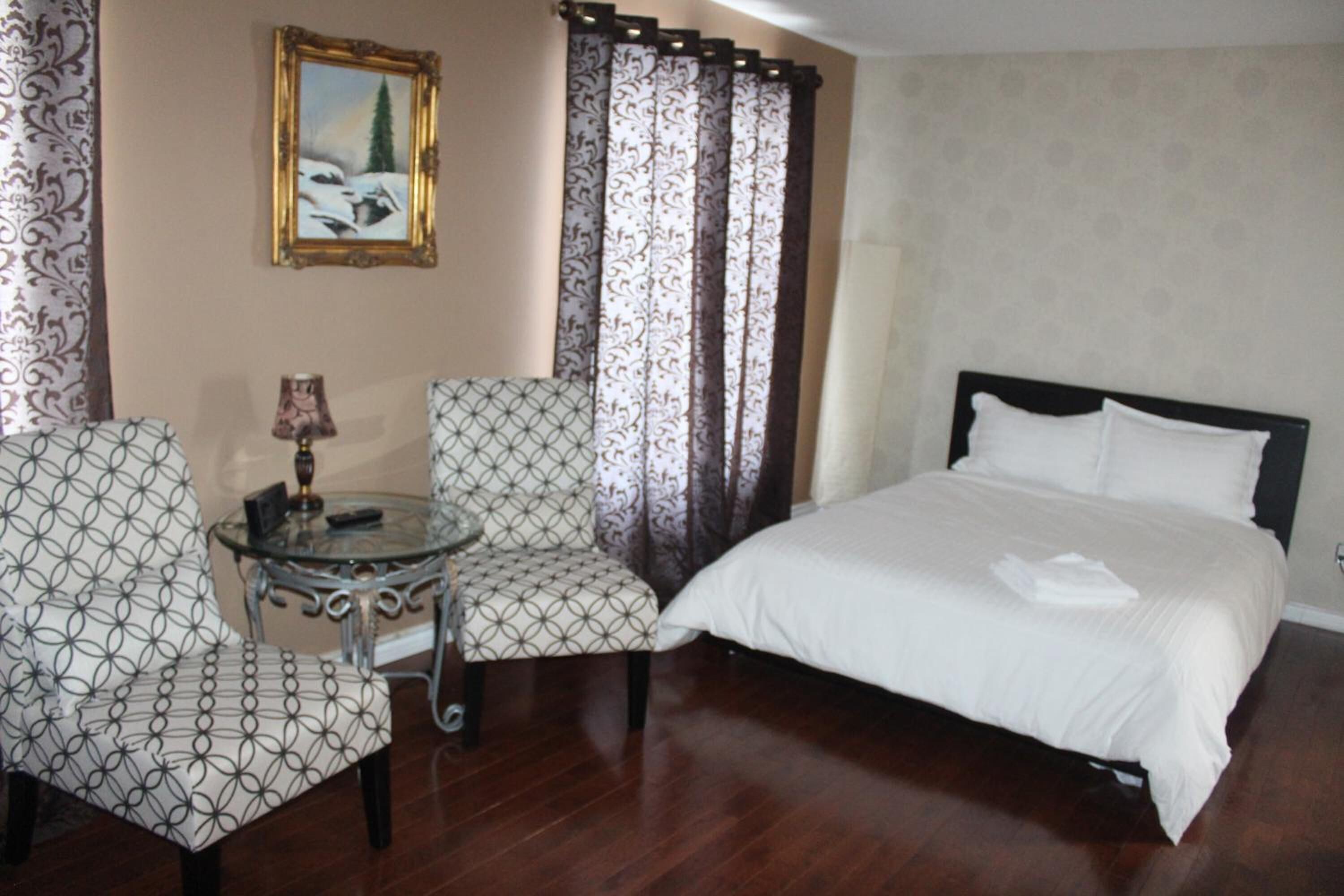 Blackout curtains, iron/ironing board, free WiFi, bed sheets