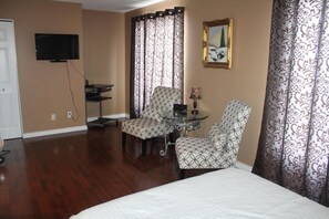 Blackout curtains, iron/ironing board, free WiFi, bed sheets