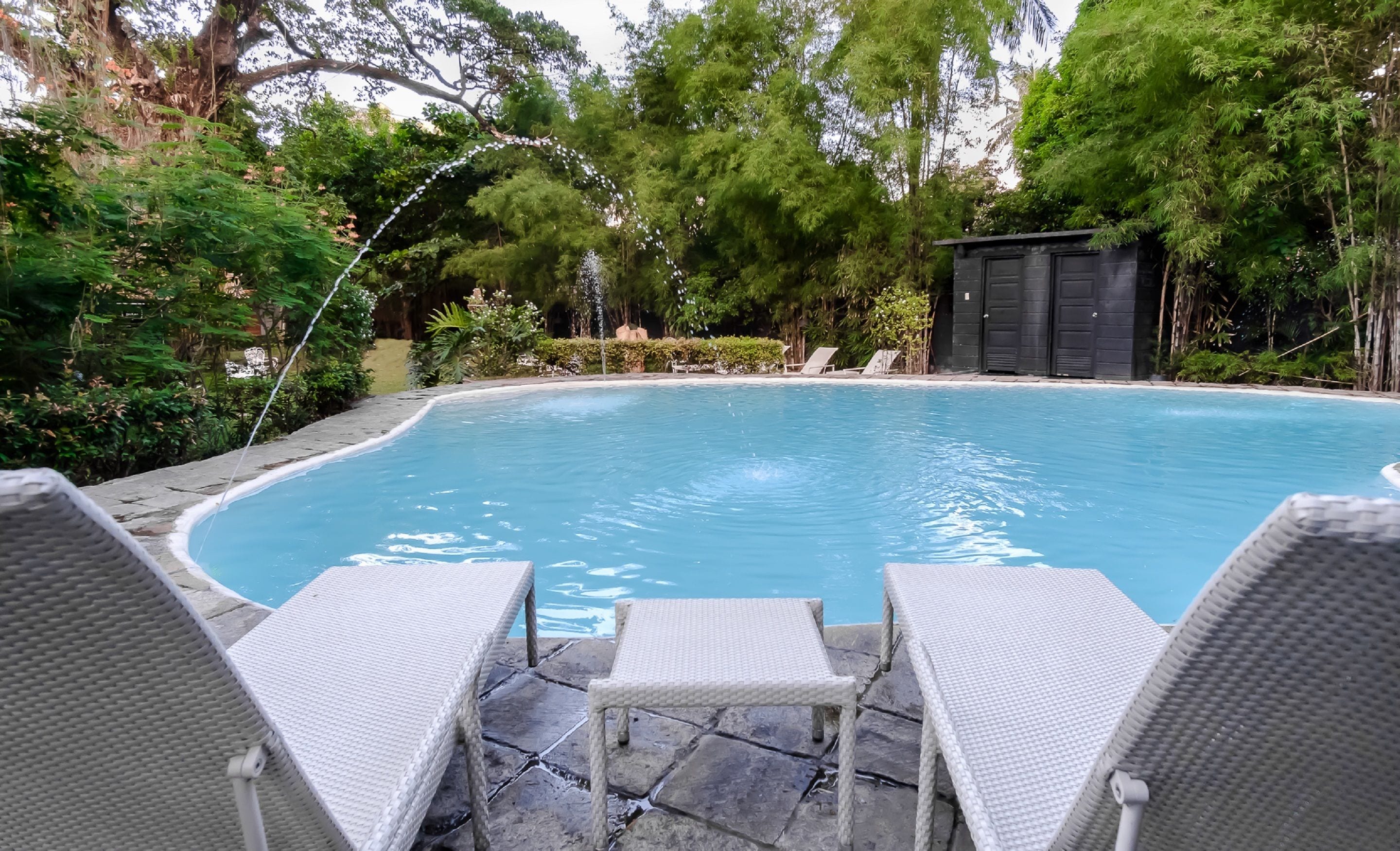 outdoor pool, open 6:00 am to 8:00 pm, pool loungers