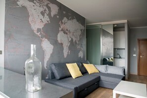 Huoneisto, 1 makuuhuone, kaupunkinäköala | Yksityinen keittonurkkaus | Jääkaappi, kahvin-/teenkeitin