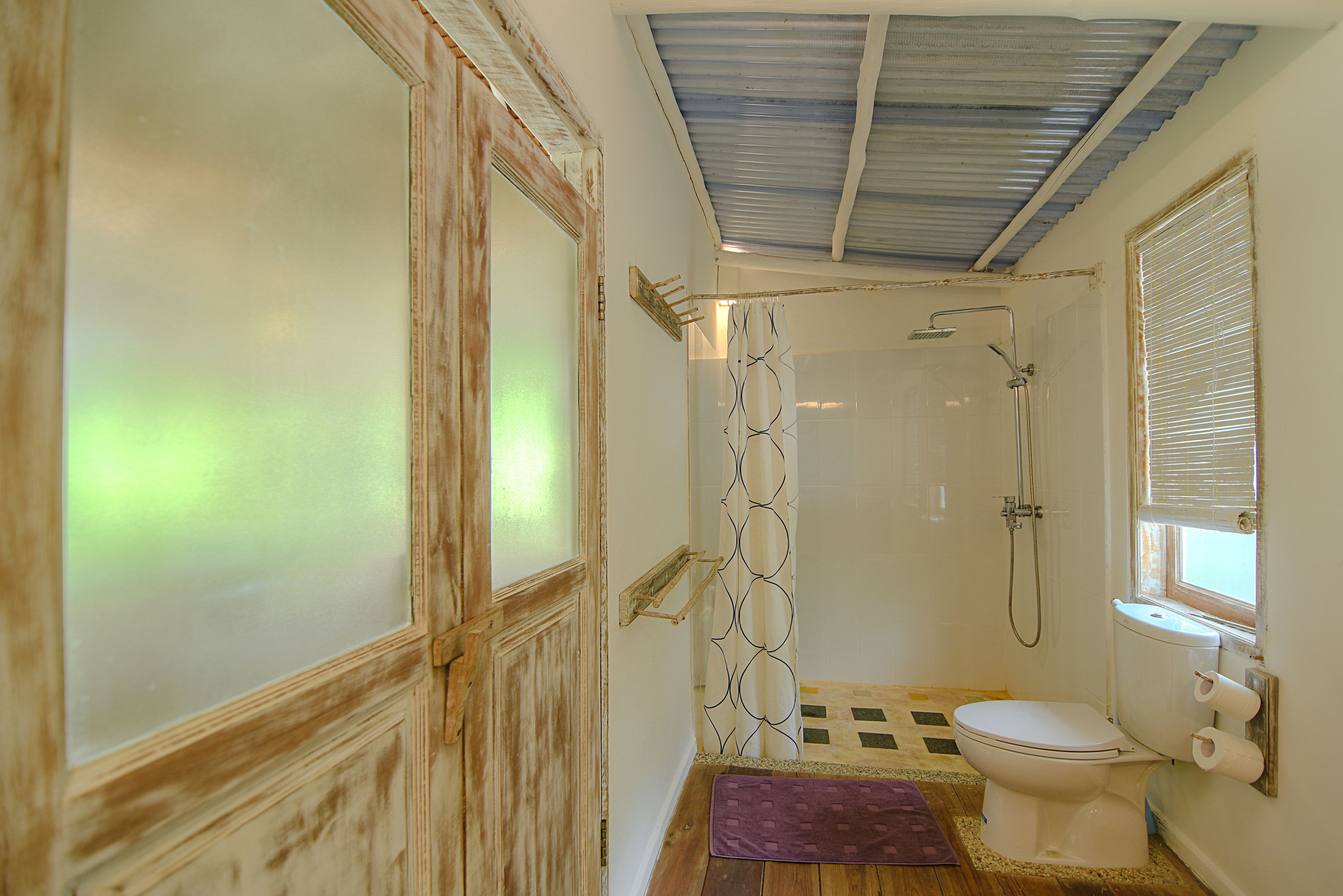 villa, garden view | bathroom | shower, free toiletries, hair dryer, towels