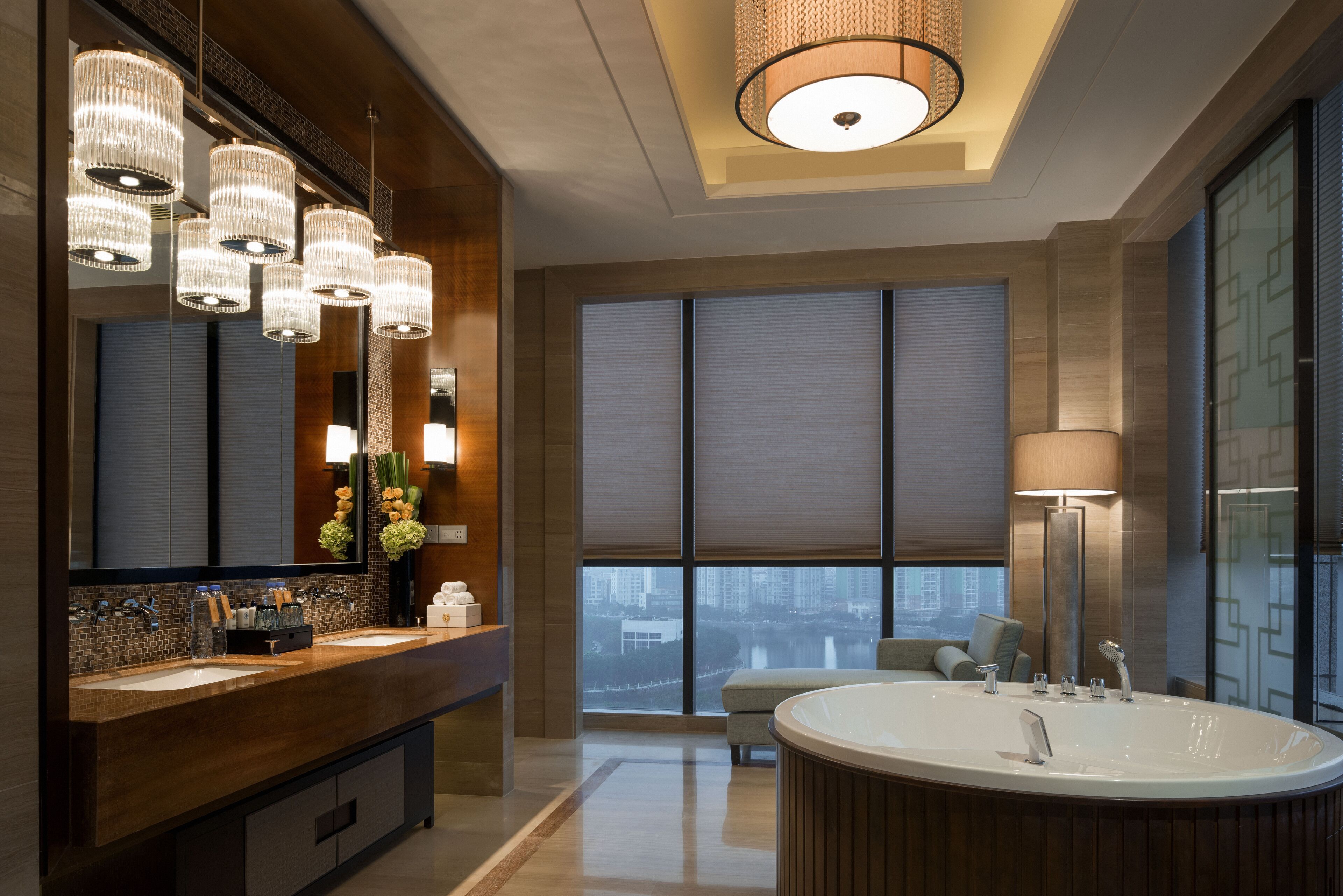 shower, hair dryer, bathrobes, slippers