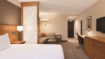 Desk, blackout curtains, soundproofing, iron/ironing board