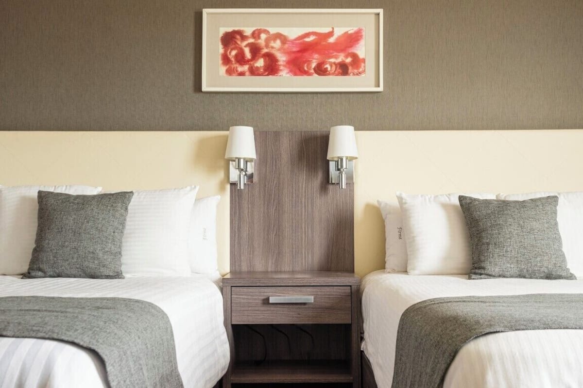 Standard Room, 2 Double Beds | In-room safe, desk, blackout curtains, soundproofing